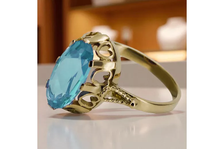 Ring Aquamarin 14 Karat Gelbgold Vintage vrc134y